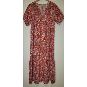 LOFT Red and White Floral Midi Dress